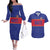 Custom Haiti Football Couples Matching Off The Shoulder Long Sleeve Dress and Hawaiian Shirt Le Rouge et Bleu Sporty Style