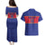 Custom Haiti Football Couples Matching Puletasi and Hawaiian Shirt Le Rouge et Bleu Sporty Style
