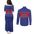 Custom Haiti Football Couples Matching Puletasi and Long Sleeve Button Shirt Le Rouge et Bleu Sporty Style