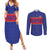 Custom Haiti Football Couples Matching Summer Maxi Dress and Long Sleeve Button Shirt Le Rouge et Bleu Sporty Style
