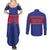 Custom Haiti Football Couples Matching Summer Maxi Dress and Long Sleeve Button Shirt Le Rouge et Bleu Sporty Style