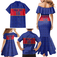 Custom Haiti Football Family Matching Mermaid Dress and Hawaiian Shirt Le Rouge et Bleu Sporty Style