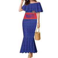 Custom Haiti Football Family Matching Mermaid Dress and Hawaiian Shirt Le Rouge et Bleu Sporty Style