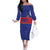 Custom Haiti Football Family Matching Off The Shoulder Long Sleeve Dress and Hawaiian Shirt Le Rouge et Bleu Sporty Style