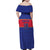 Custom Haiti Football Family Matching Off Shoulder Maxi Dress and Hawaiian Shirt Le Rouge et Bleu Sporty Style