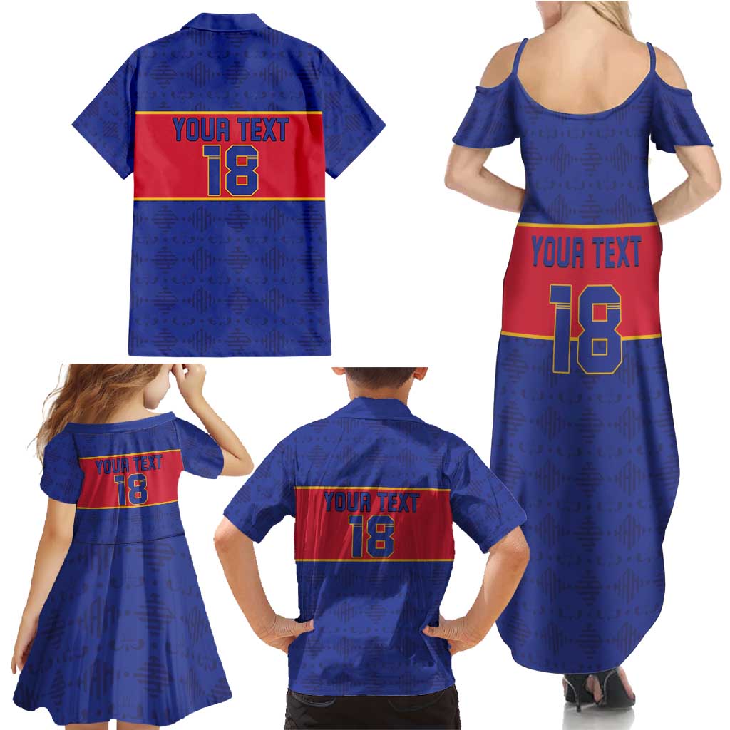 Custom Haiti Football Family Matching Summer Maxi Dress and Hawaiian Shirt Le Rouge et Bleu Sporty Style