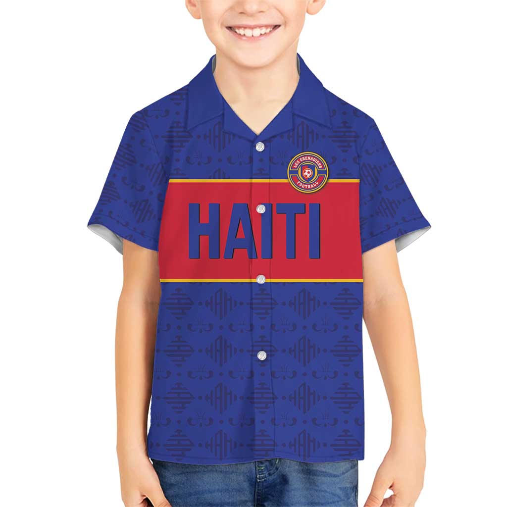 Custom Haiti Football Family Matching Tank Maxi Dress and Hawaiian Shirt Le Rouge et Bleu Sporty Style