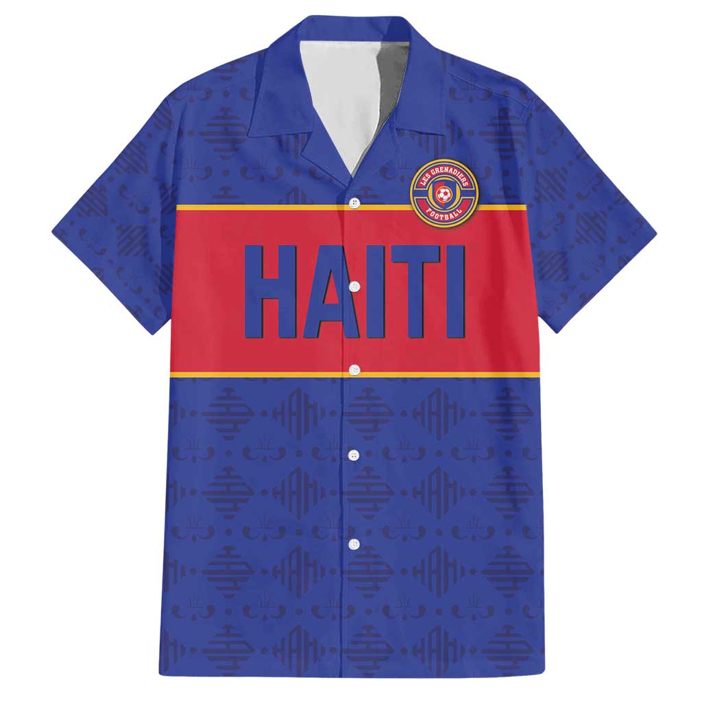 Custom Haiti Football Hawaiian Shirt Le Rouge et Bleu Sporty Style