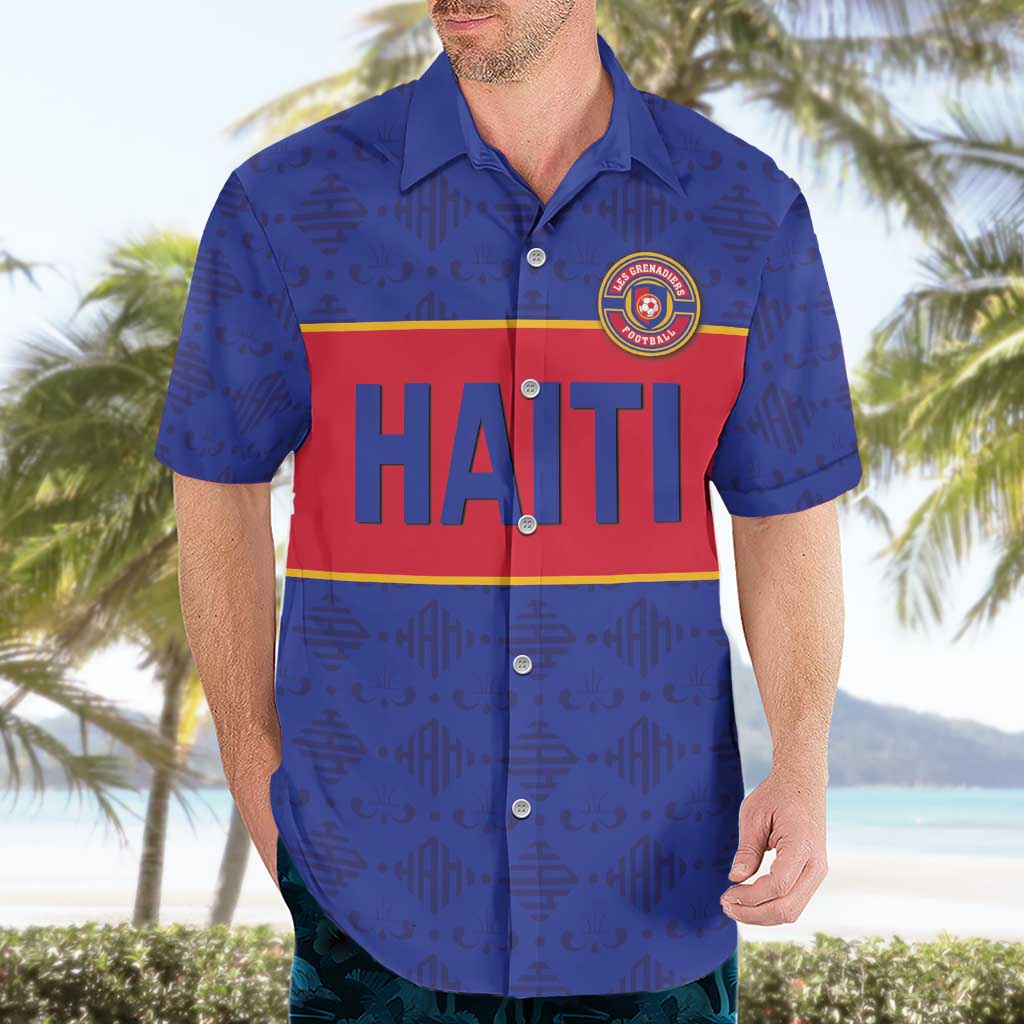 Custom Haiti Football Hawaiian Shirt Le Rouge et Bleu Sporty Style