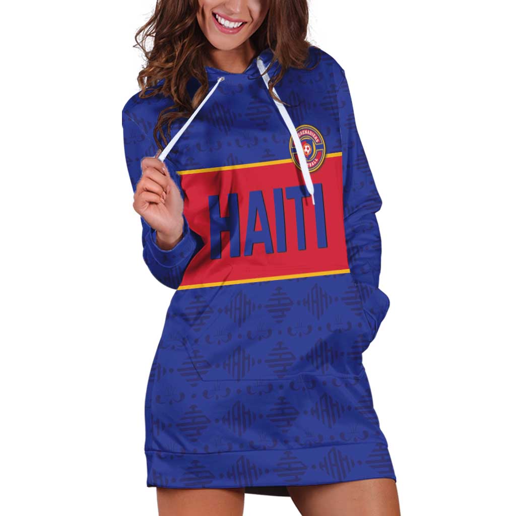 Custom Haiti Football Hoodie Dress Le Rouge et Bleu Sporty Style
