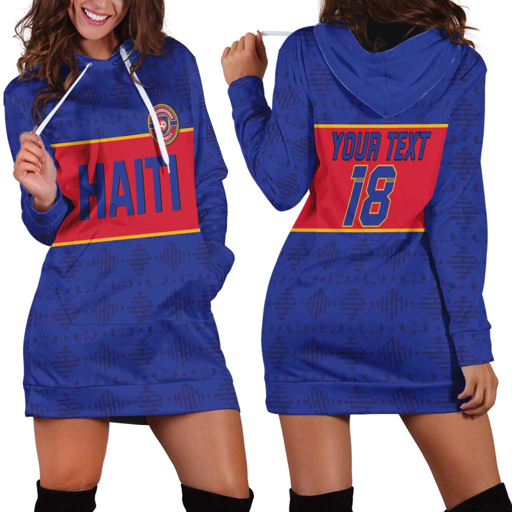 Custom Haiti Football Hoodie Dress Le Rouge et Bleu Sporty Style