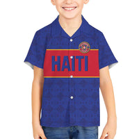 Custom Haiti Football Kid Hawaiian Shirt Le Rouge et Bleu Sporty Style