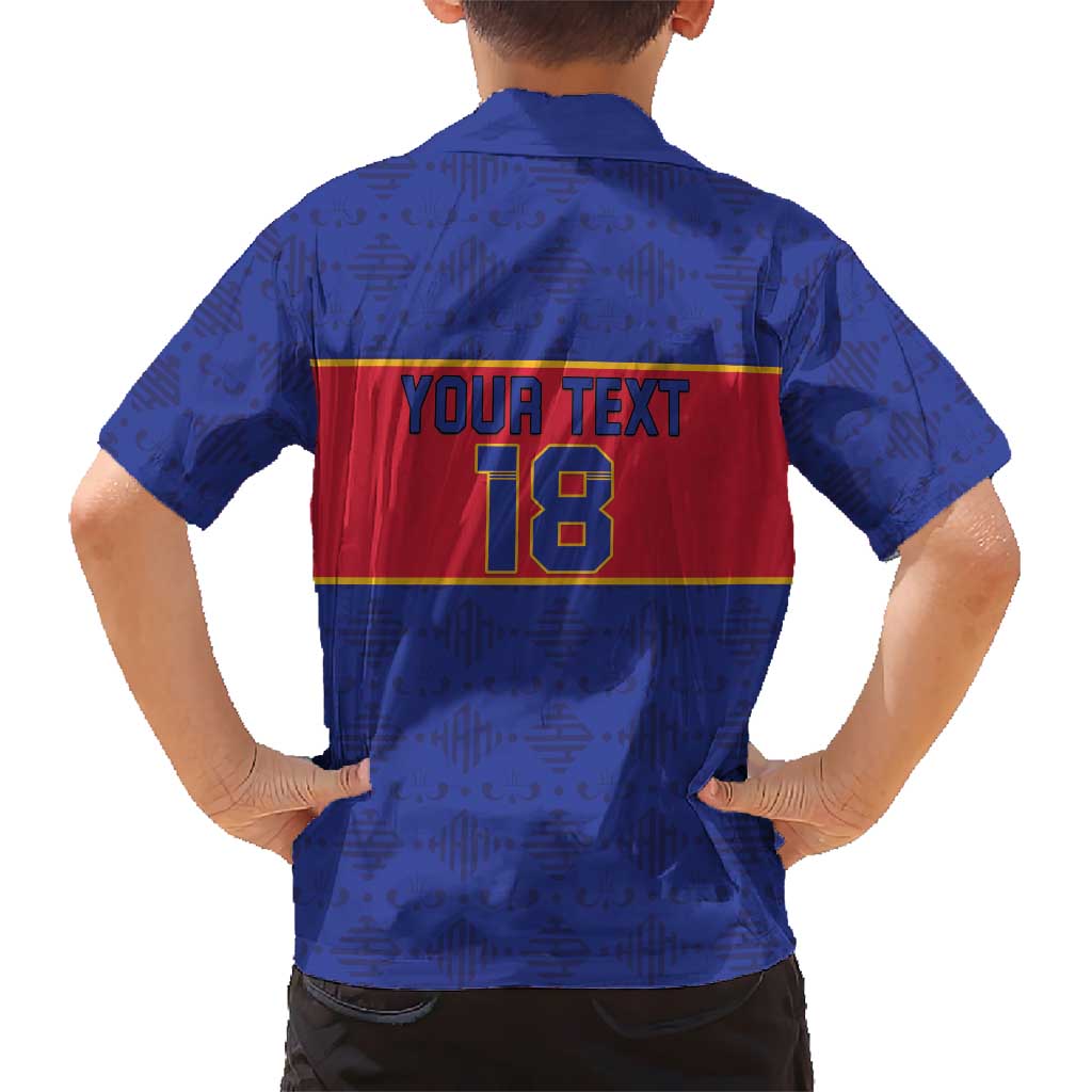 Custom Haiti Football Kid Hawaiian Shirt Le Rouge et Bleu Sporty Style
