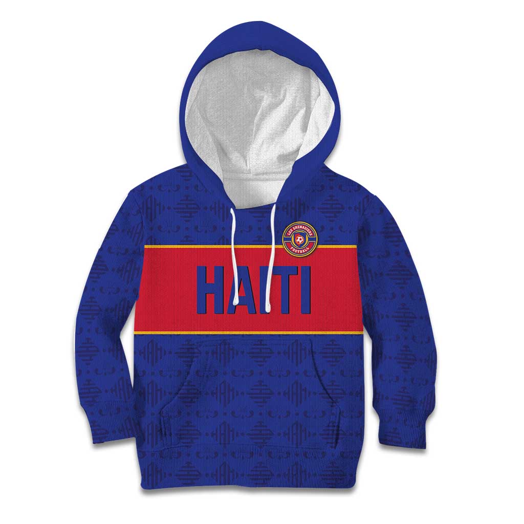 Custom Haiti Football Kid Hoodie Le Rouge et Bleu Sporty Style