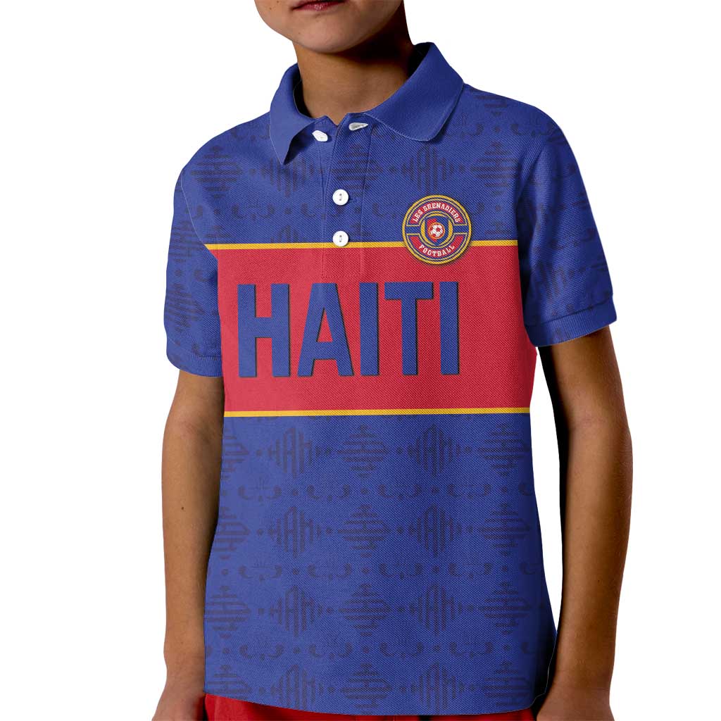 Custom Haiti Football Kid Polo Shirt Le Rouge et Bleu Sporty Style