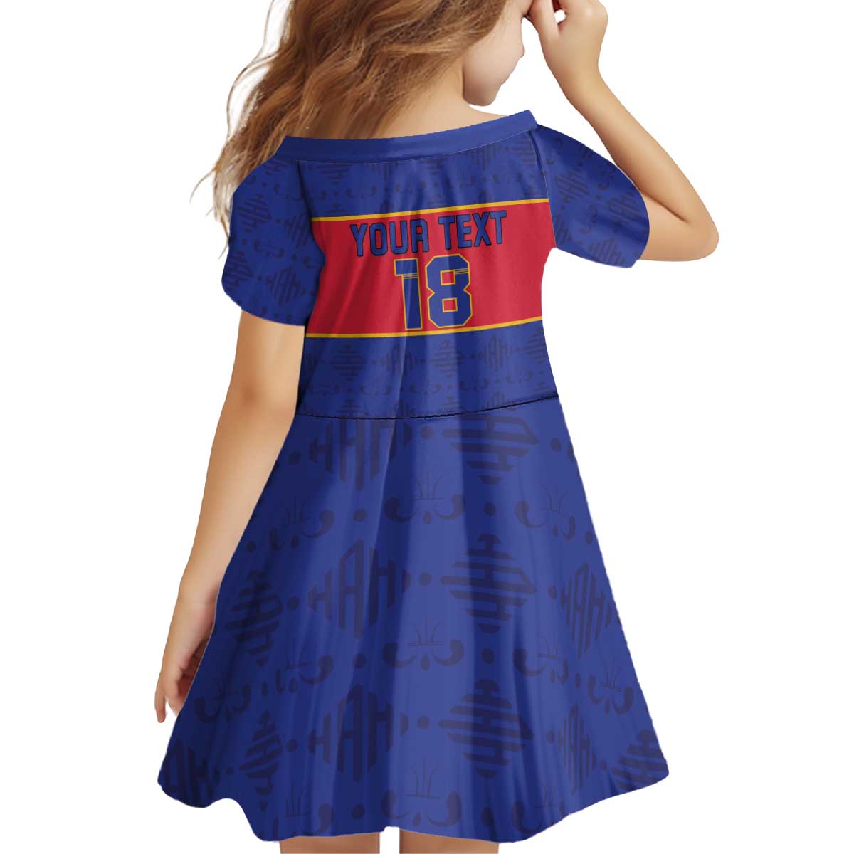 Custom Haiti Football Kid Short Sleeve Dress Le Rouge et Bleu Sporty Style