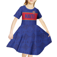 Custom Haiti Football Kid Short Sleeve Dress Le Rouge et Bleu Sporty Style
