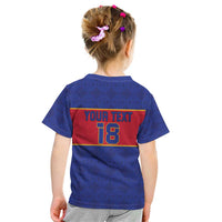 Custom Haiti Football Kid T Shirt Le Rouge et Bleu Sporty Style
