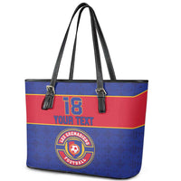 Custom Haiti Football Leather Tote Bag Le Rouge et Bleu Sporty Style