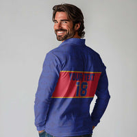 Custom Haiti Football Long Sleeve Polo Shirt Le Rouge et Bleu Sporty Style
