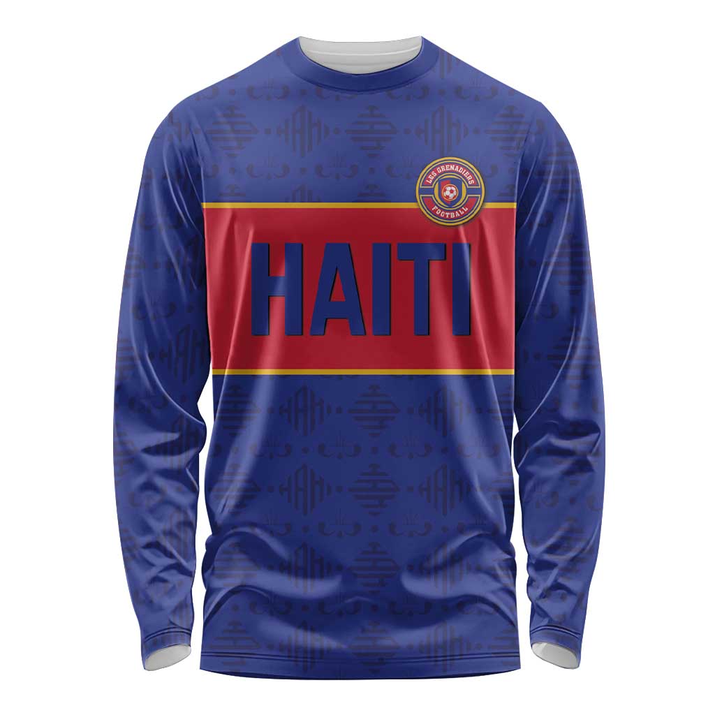 Custom Haiti Football Long Sleeve Shirt Le Rouge et Bleu Sporty Style