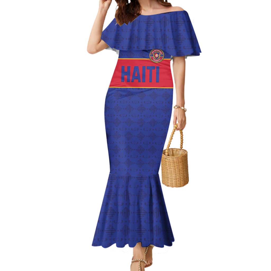 Custom Haiti Football Mermaid Dress Le Rouge et Bleu Sporty Style