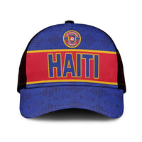Haiti Football Mesh Trucker Cap Le Rouge et Bleu Sporty Style - Wonder Print Shop