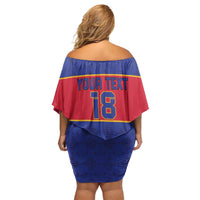 Custom Haiti Football Off Shoulder Short Dress Le Rouge et Bleu Sporty Style