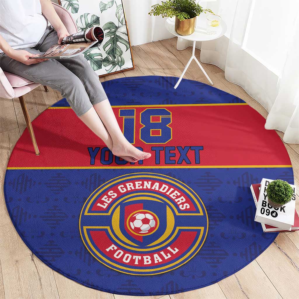 Custom Haiti Football Round Carpet Le Rouge et Bleu Sporty Style