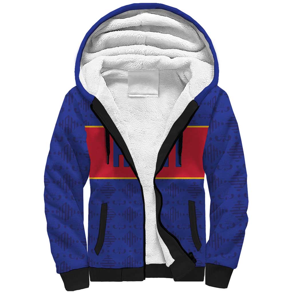 Custom Haiti Football Sherpa Hoodie Le Rouge et Bleu Sporty Style