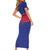 Custom Haiti Football Short Sleeve Bodycon Dress Le Rouge et Bleu Sporty Style