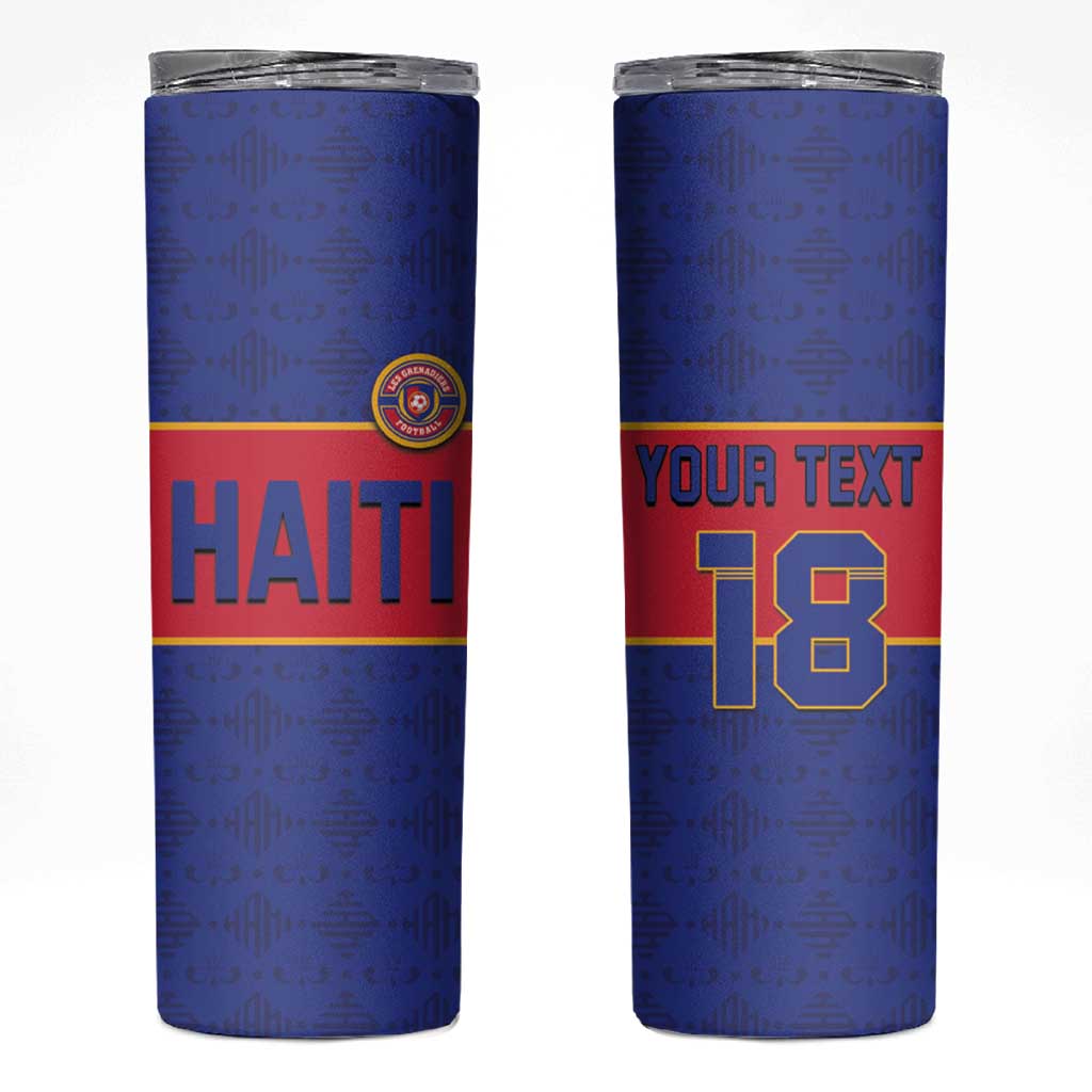 Custom Haiti Football Skinny Tumbler Le Rouge et Bleu Sporty Style