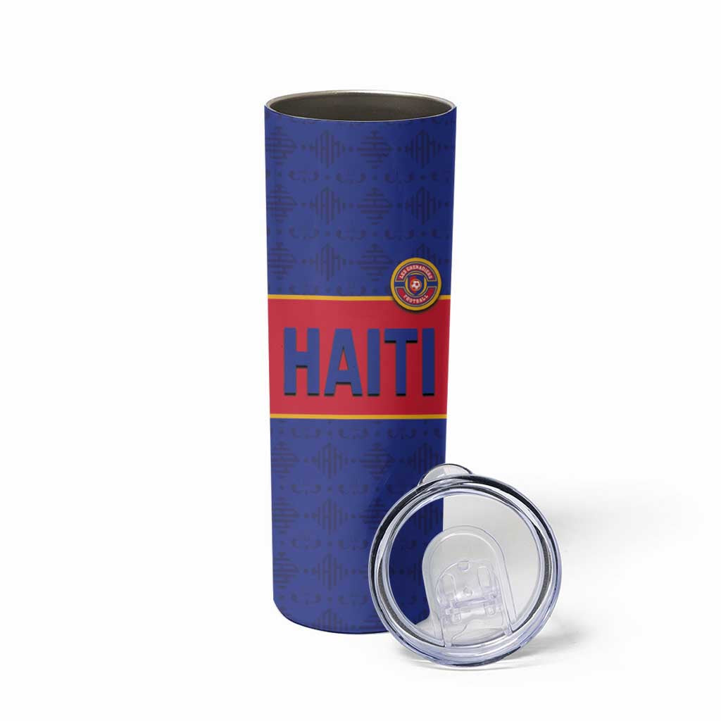 Custom Haiti Football Skinny Tumbler Le Rouge et Bleu Sporty Style
