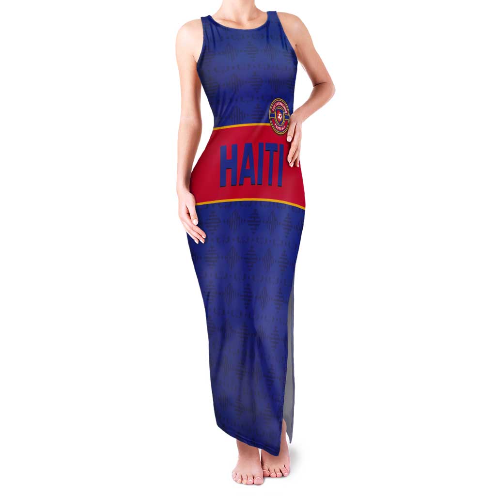 Custom Haiti Football Tank Maxi Dress Le Rouge et Bleu Sporty Style