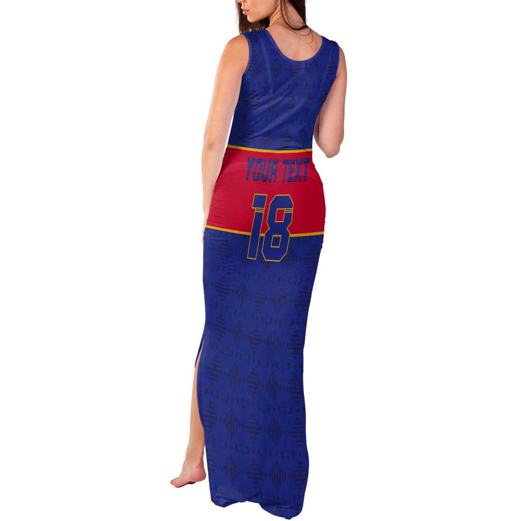 Custom Haiti Football Tank Maxi Dress Le Rouge et Bleu Sporty Style