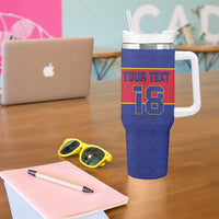 Custom Haiti Football Tumbler With Handle Le Rouge et Bleu Sporty Style