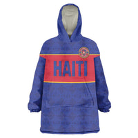 Custom Haiti Football Wearable Blanket Hoodie Le Rouge et Bleu Sporty Style