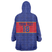 Custom Haiti Football Wearable Blanket Hoodie Le Rouge et Bleu Sporty Style