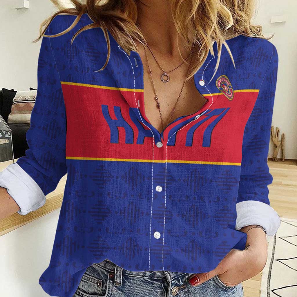 Custom Haiti Football Women Casual Shirt Le Rouge et Bleu Sporty Style