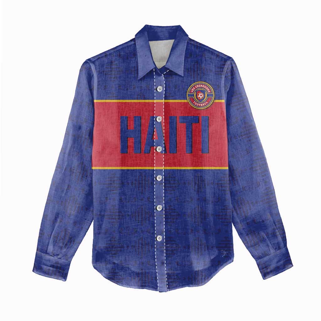 Custom Haiti Football Women Casual Shirt Le Rouge et Bleu Sporty Style