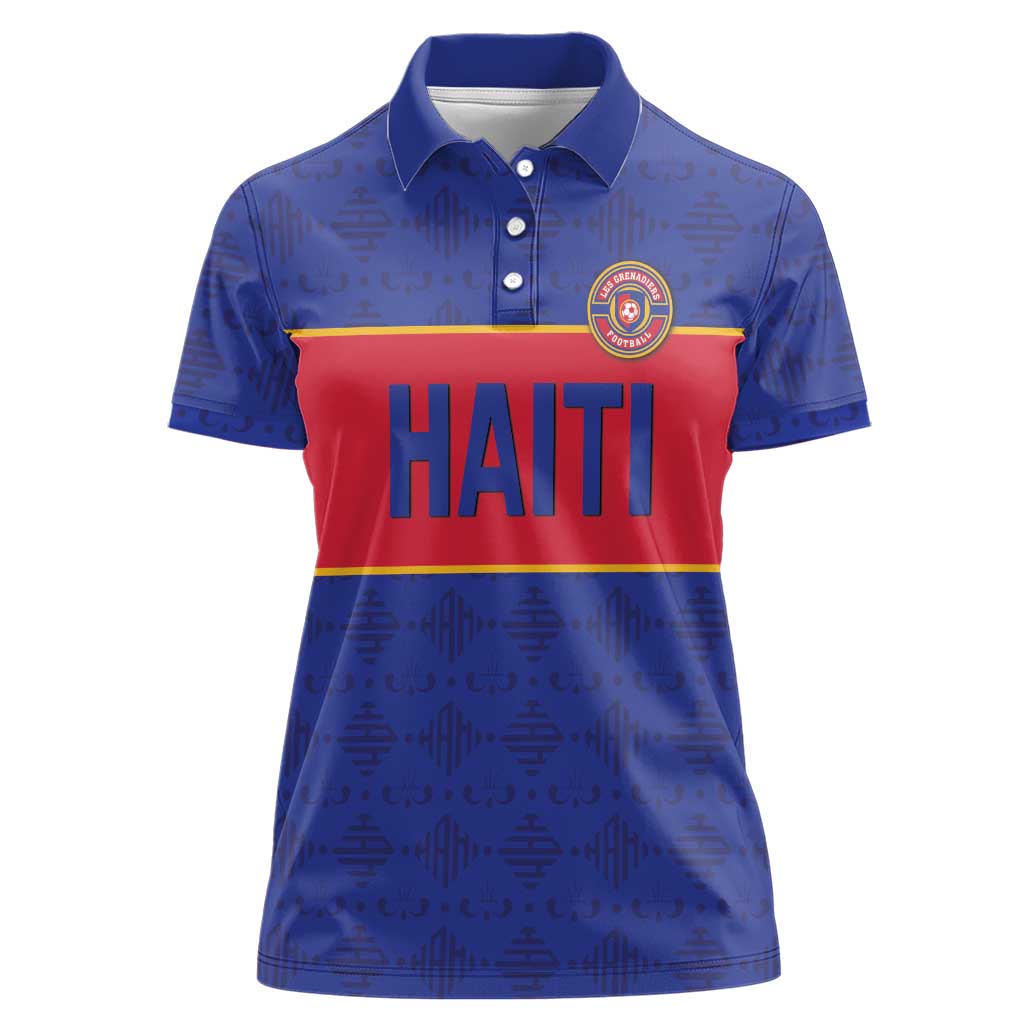 Custom Haiti Football Women Polo Shirt Le Rouge et Bleu Sporty Style