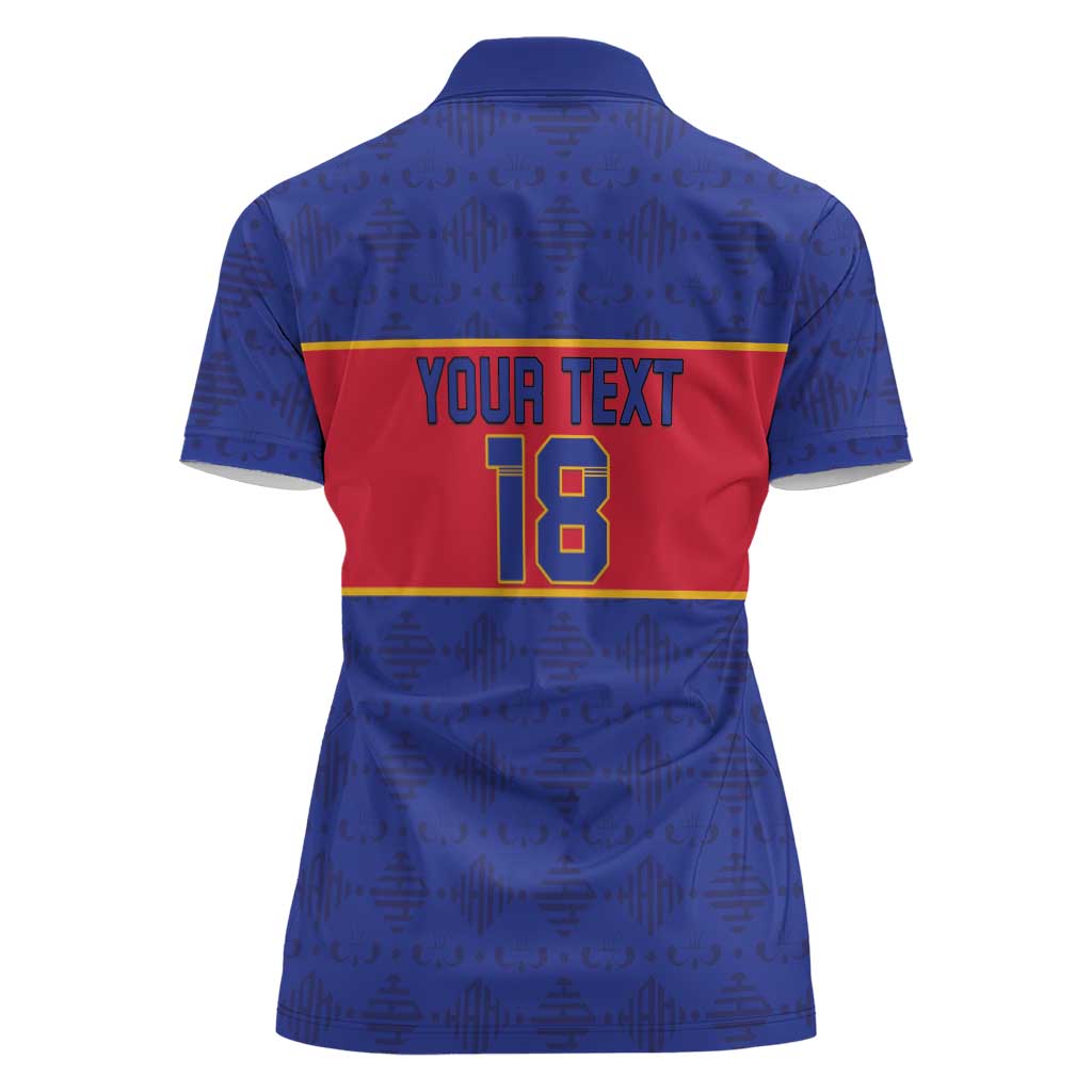 Custom Haiti Football Women Polo Shirt Le Rouge et Bleu Sporty Style