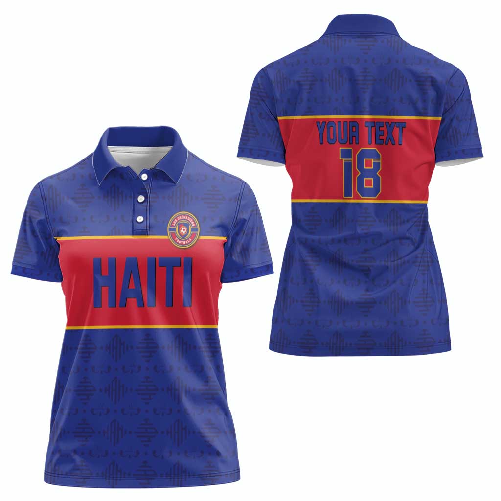 Custom Haiti Football Women Polo Shirt Le Rouge et Bleu Sporty Style