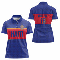Custom Haiti Football Women Polo Shirt Le Rouge et Bleu Sporty Style