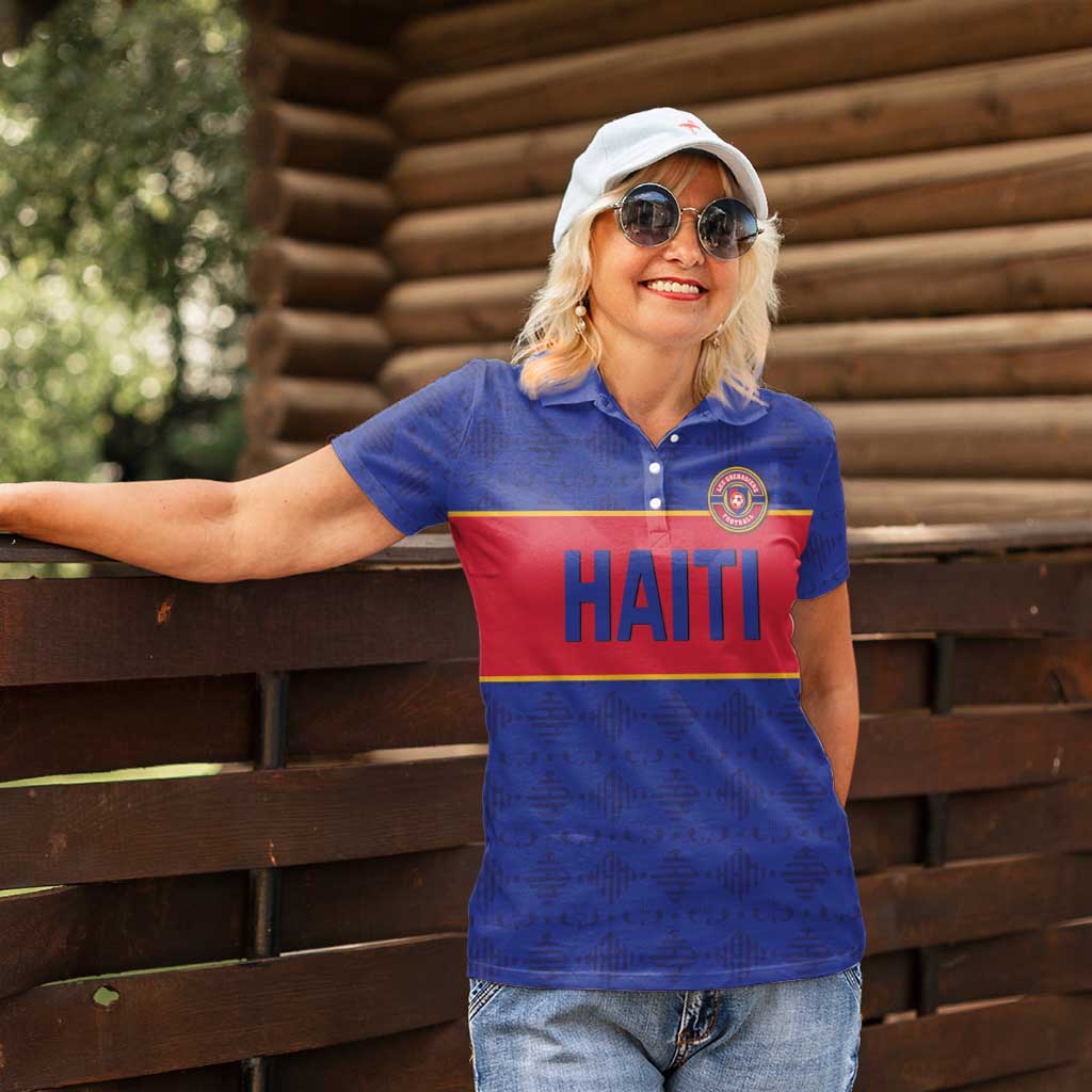 Custom Haiti Football Women Polo Shirt Le Rouge et Bleu Sporty Style