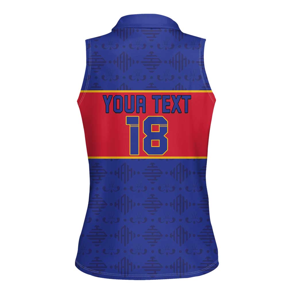 Custom Haiti Football Women Sleeveless Polo Shirt Le Rouge et Bleu Sporty Style