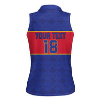 Custom Haiti Football Women Sleeveless Polo Shirt Le Rouge et Bleu Sporty Style