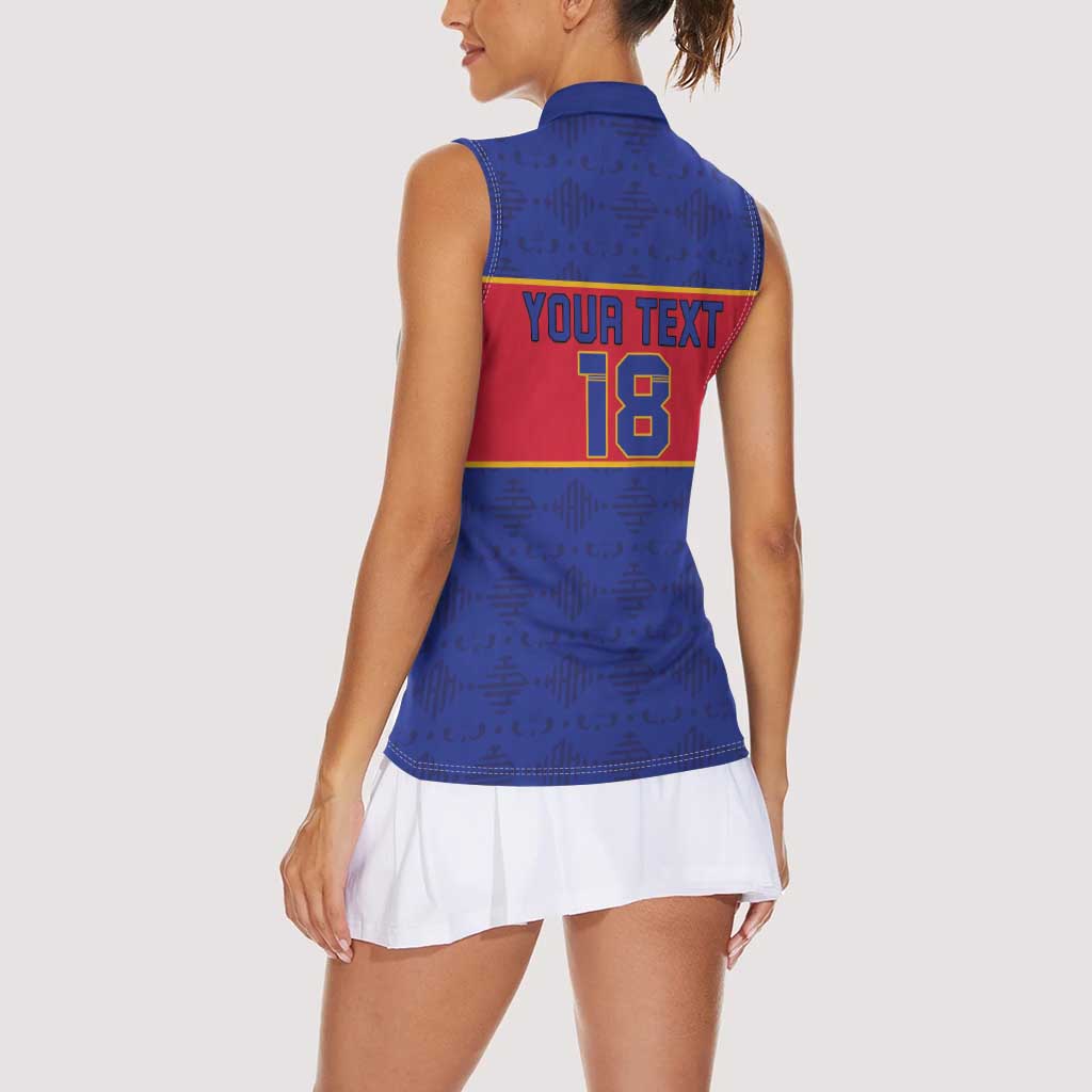 Custom Haiti Football Women Sleeveless Polo Shirt Le Rouge et Bleu Sporty Style