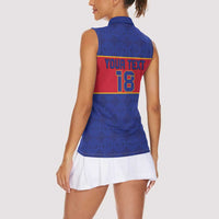 Custom Haiti Football Women Sleeveless Polo Shirt Le Rouge et Bleu Sporty Style