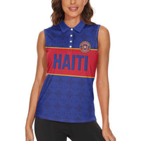 Custom Haiti Football Women Sleeveless Polo Shirt Le Rouge et Bleu Sporty Style